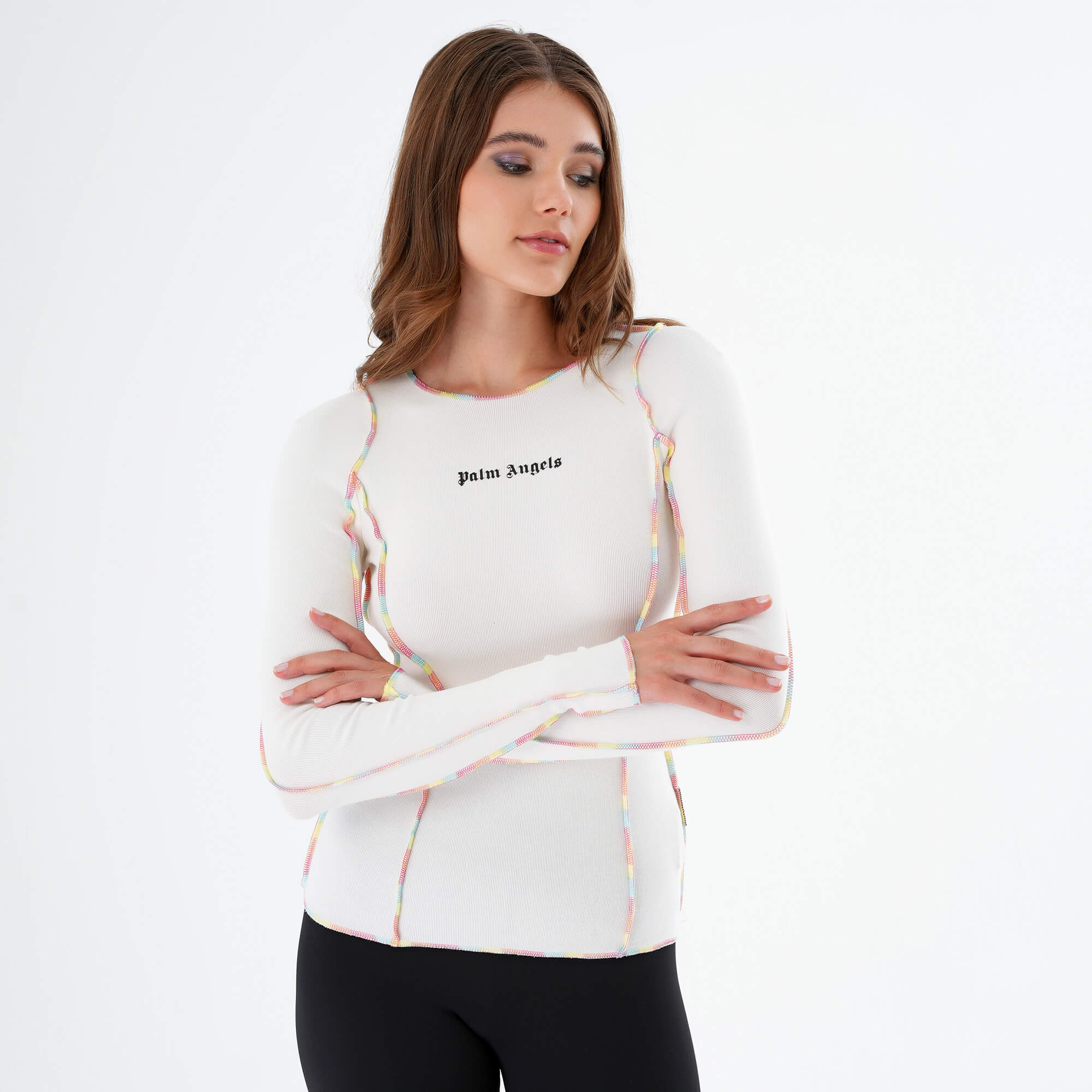 Palm Angels - White College Fitted Long Sleeve Top Blouse